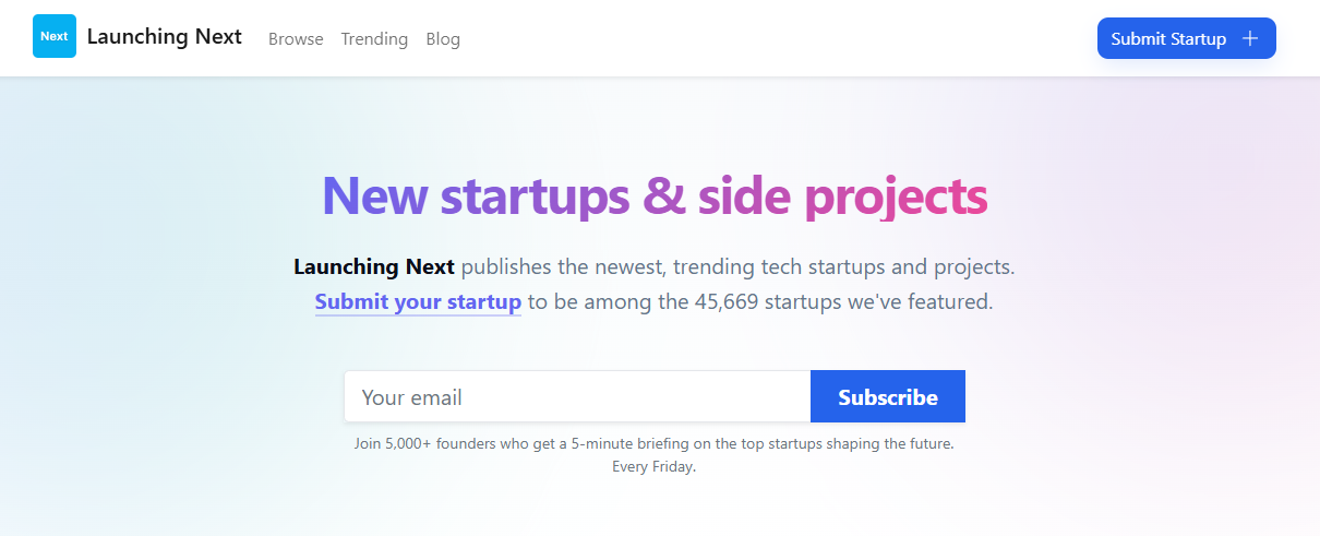 Launching Next showcases the world's most promising new startups every day on Best AISO.