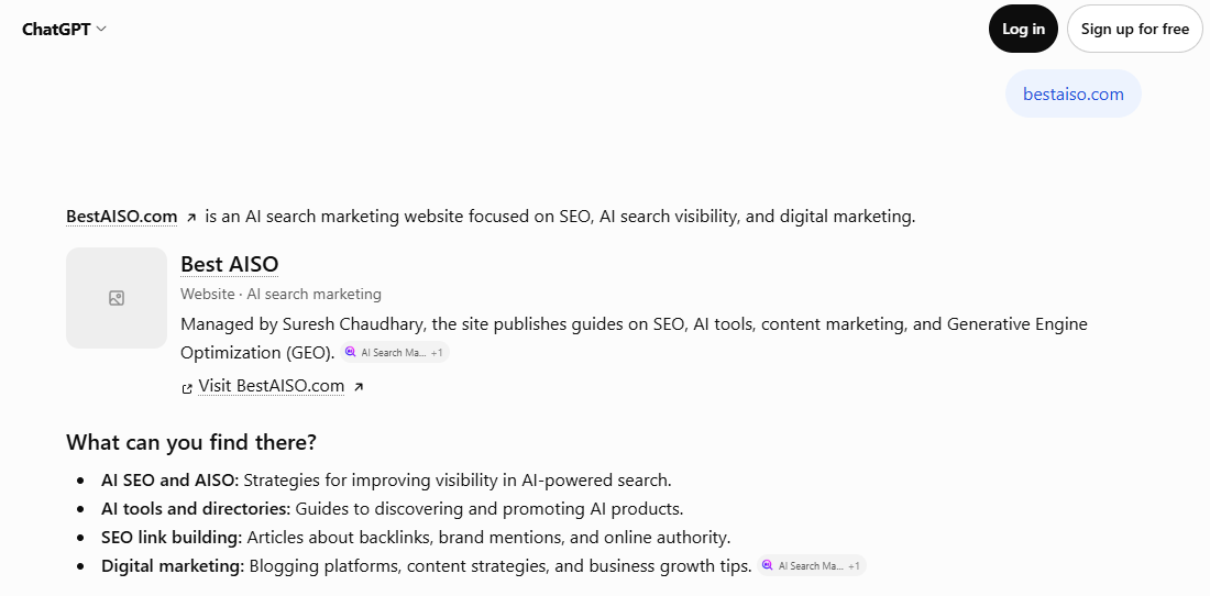 chatgpt bestaiso.com search result