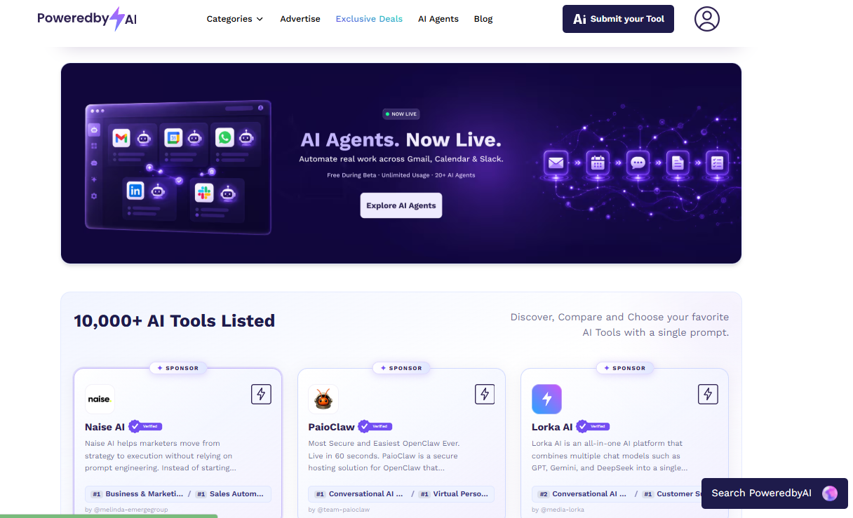 AI Tools Directory 2026 - 10,000+ Free & Paid AI Tools | PoweredByAI on Best AISO