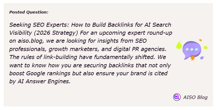 posted question for this SEO round up post on Best AISO
