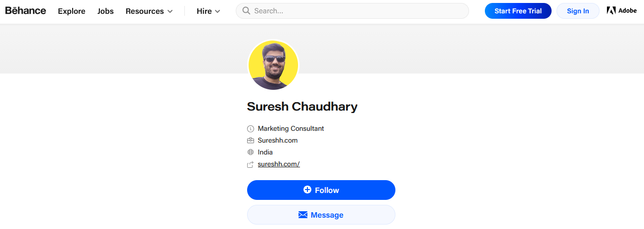 behance profile of Suresh on Best AISO