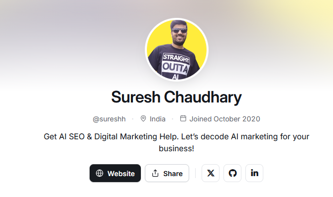 Suresh hashnode profile on Best AISO