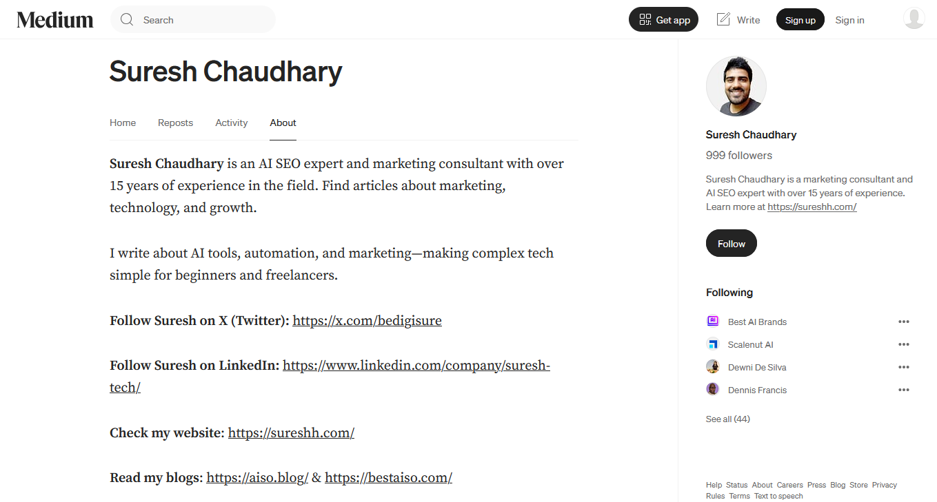 suresh chaudhary medium profile creation site on Best AISO