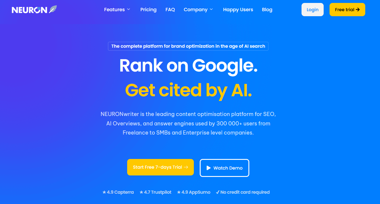NEURONwriter – AI Visibility, Rank on Google on Best AISO