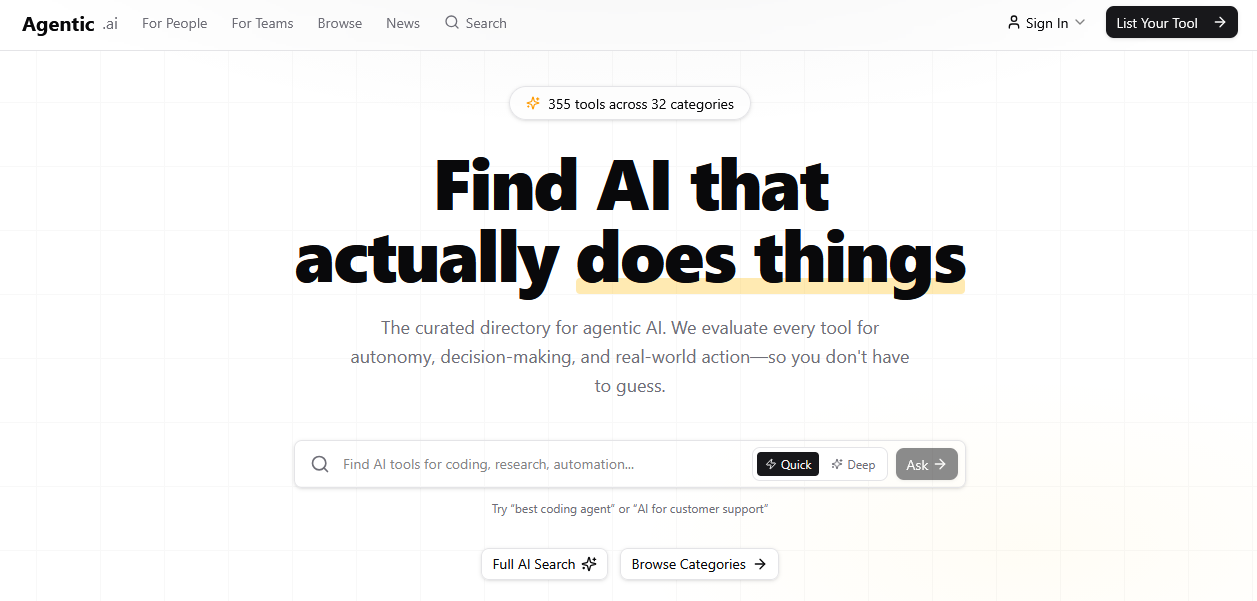 Agentic.ai - Find AI That Actually Does Things on Best AISO