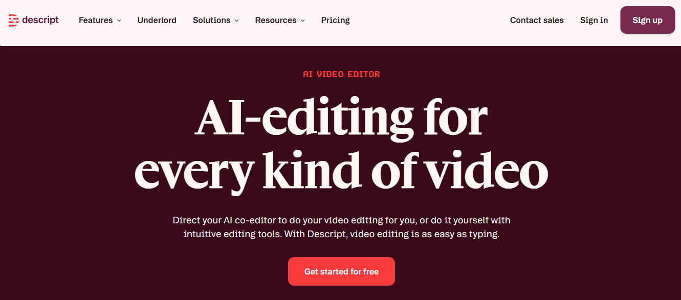 Descript: AI Video & Audio Text-based Editor | Best AISO