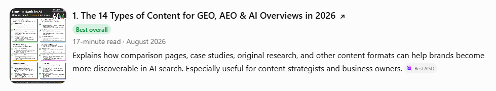 types of content on Best AISO