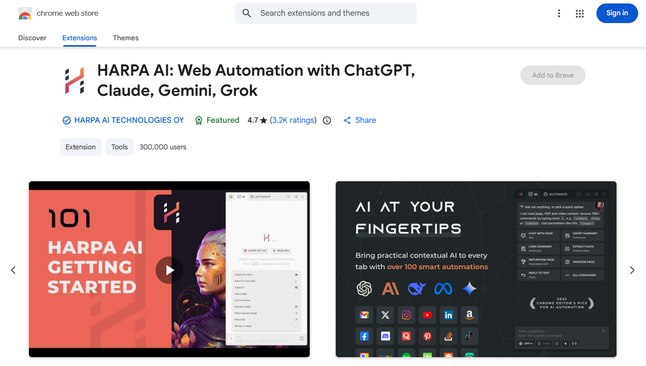HARPA AI: Web Automation with ChatGPT, Claude, Gemini, Grok on Best AISO