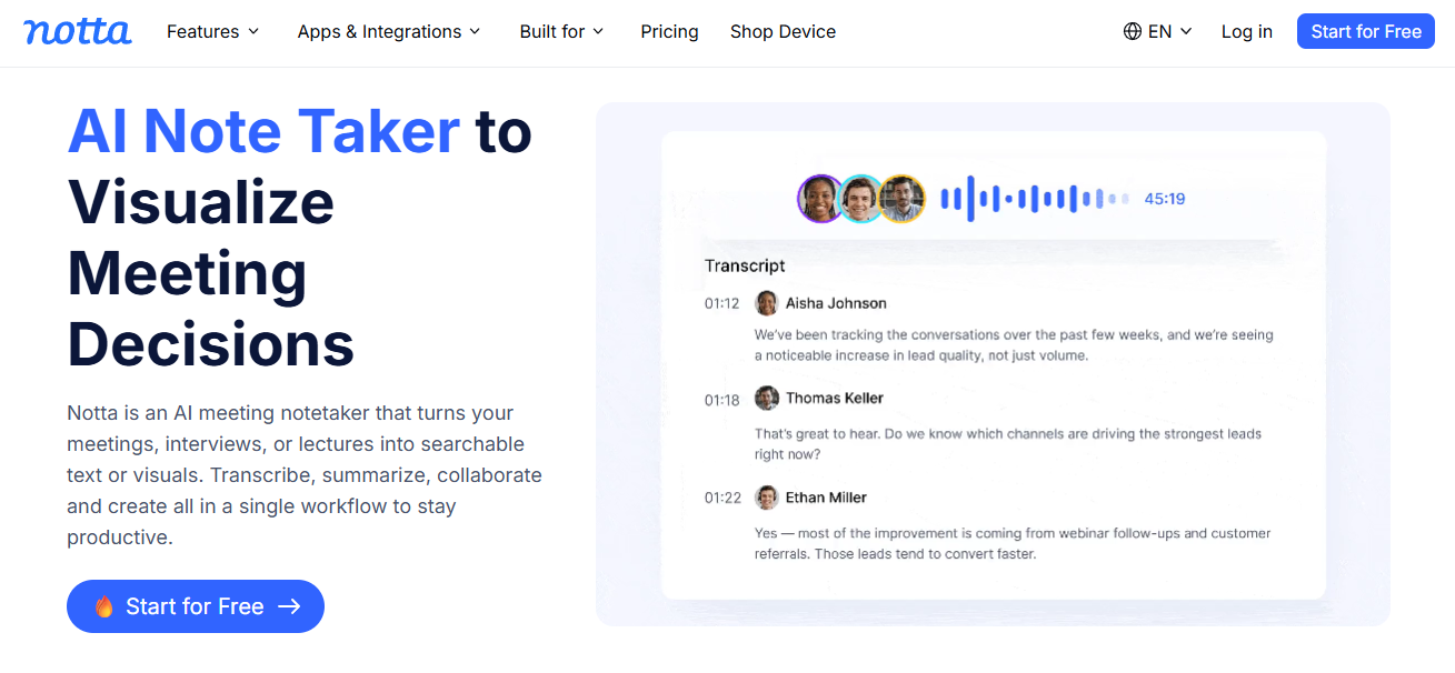 AI Note Taker | Free AI Meeting Transcription | BestAISO.com