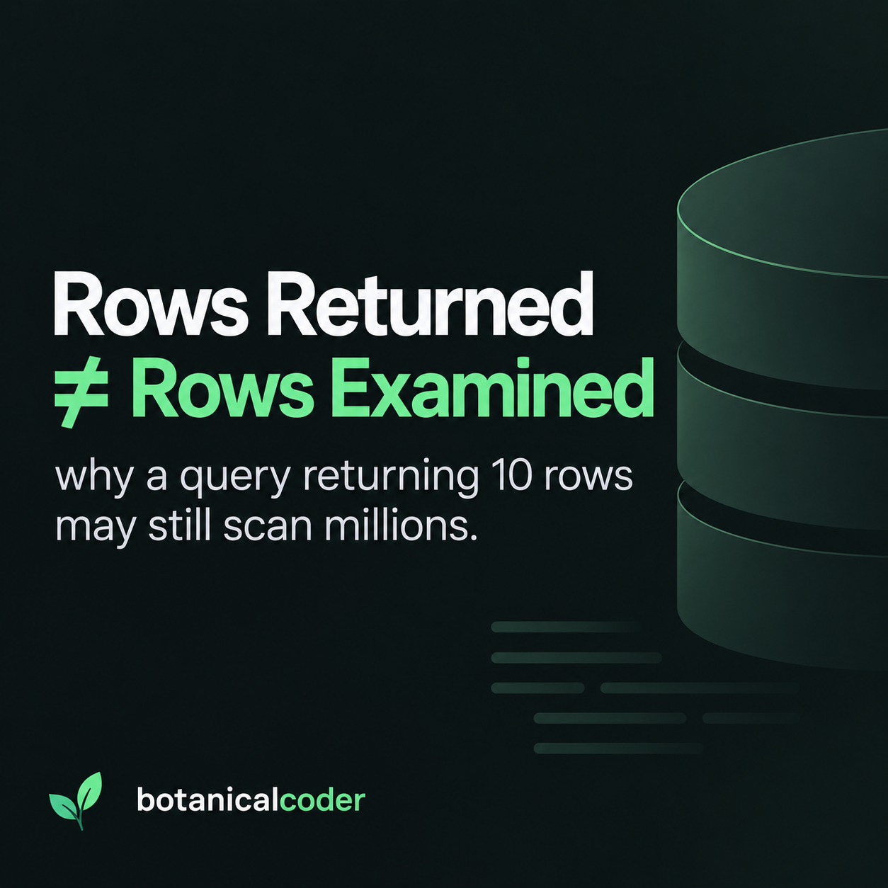 Rows Returned ≠ Rows Examined ; why a query returning 10 rows may still scan millions.