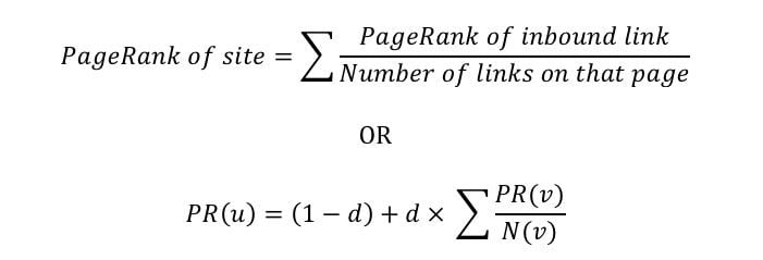 PageRank formula with damping factor