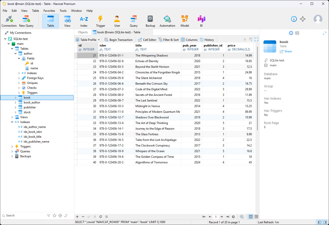 Navicat Premium light theme