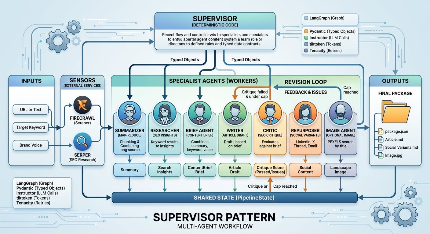 The Supervisor Pattern in AI Agent Engineering: Building a Multi-Agent Content Repurposing System