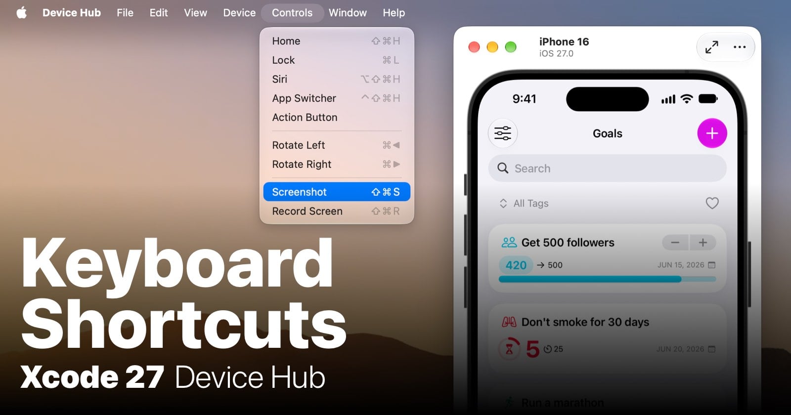 How to re-enable keyboard shortcuts in Xcode 27's Device Hub