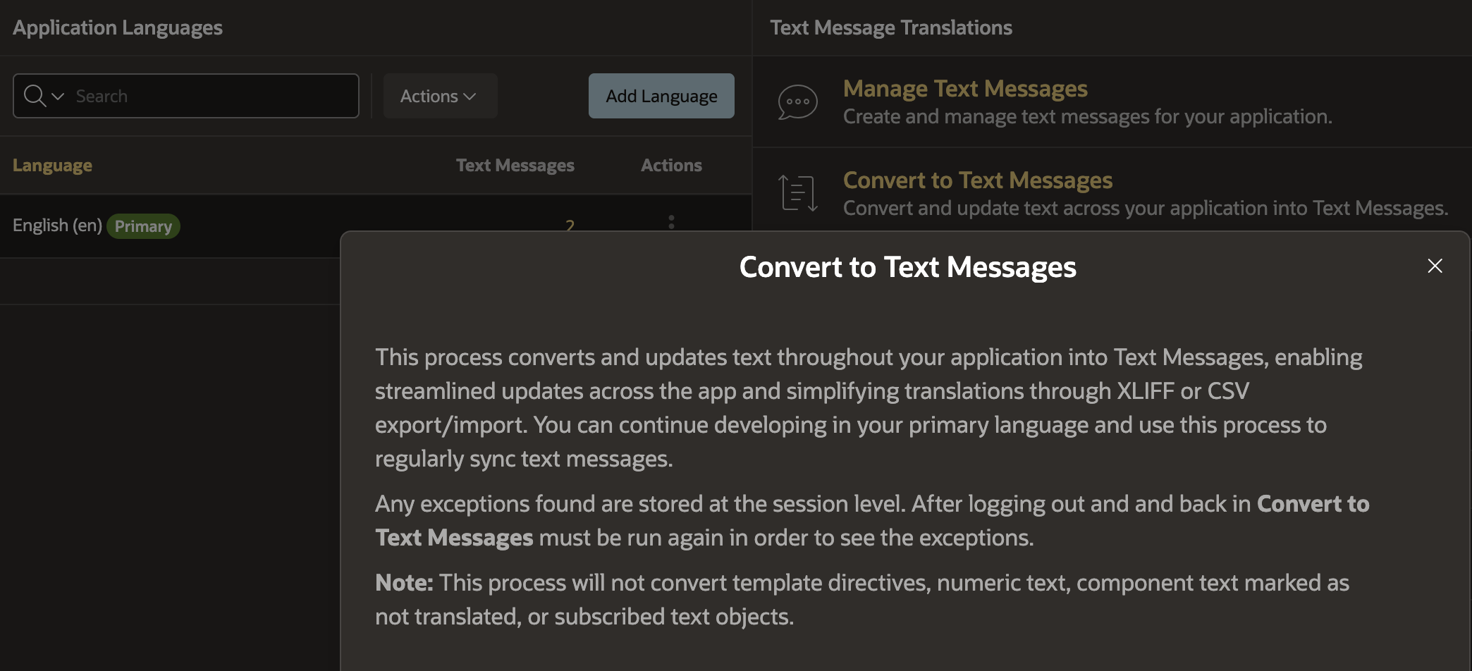 APEX Translations Convert to Text Messages