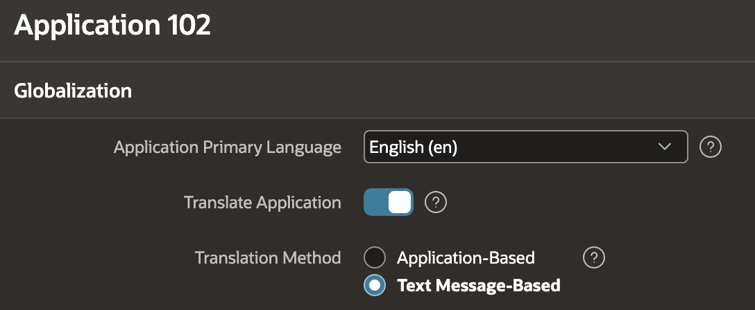 APEX Translation Method Options Screenshot