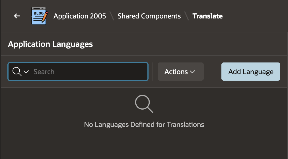 Oracle APEX Add Language Step 1
