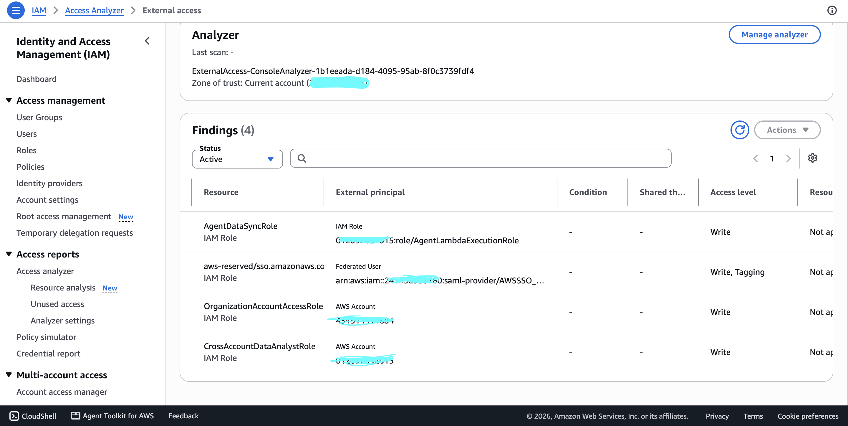 account-level External Access finding
