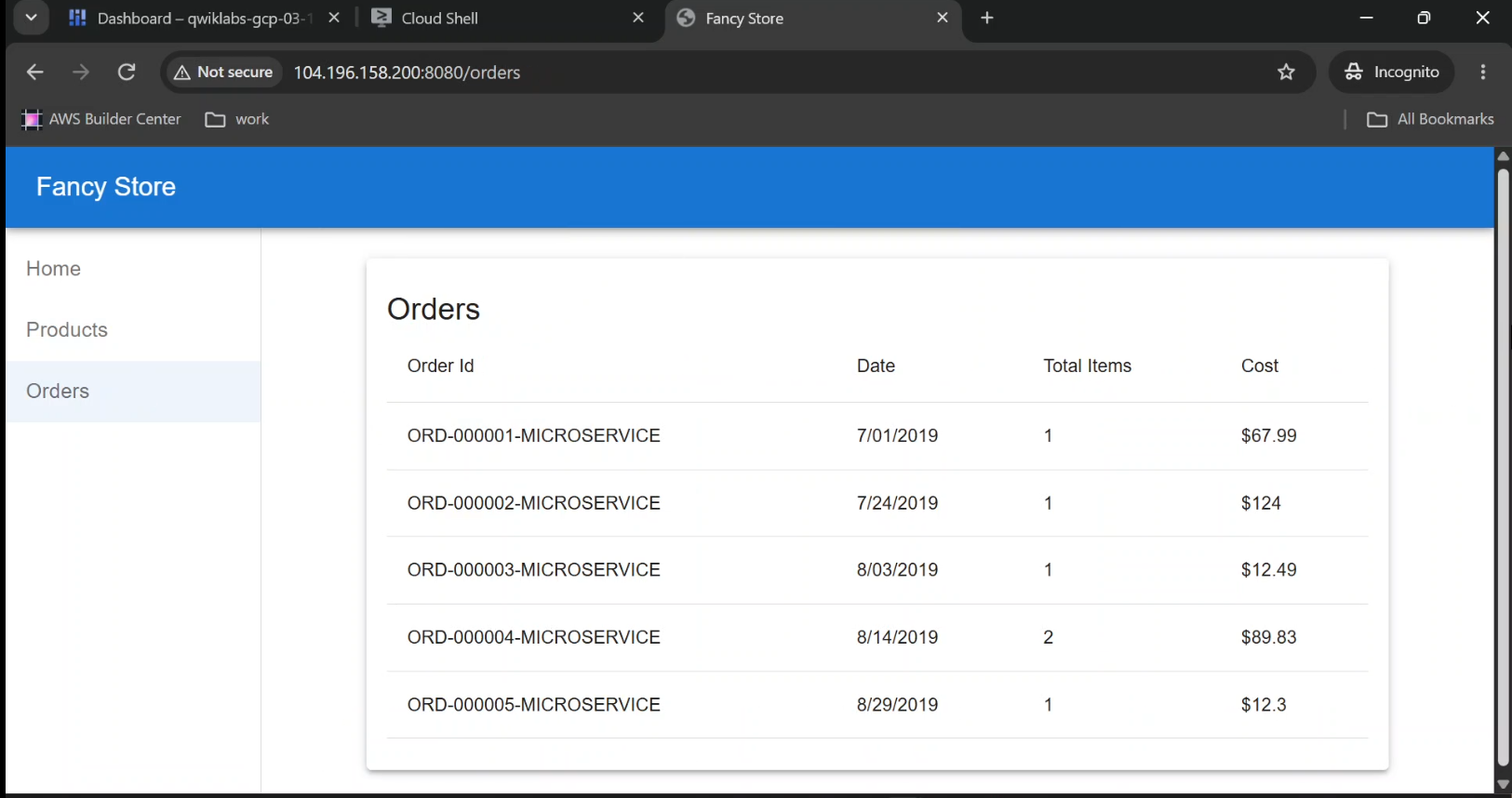 Fancy Store e-commerce web application hosted on Google Cloud Compute Engine