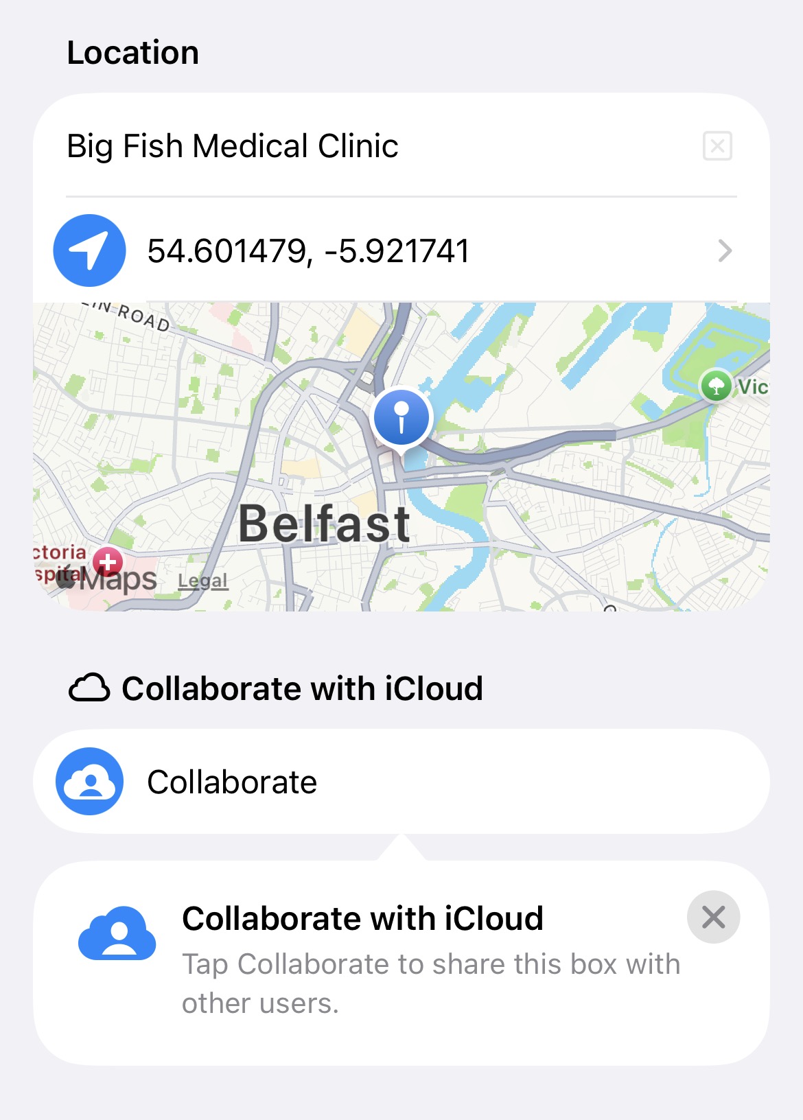 Location of the Collaborate button on the Edit Box page.