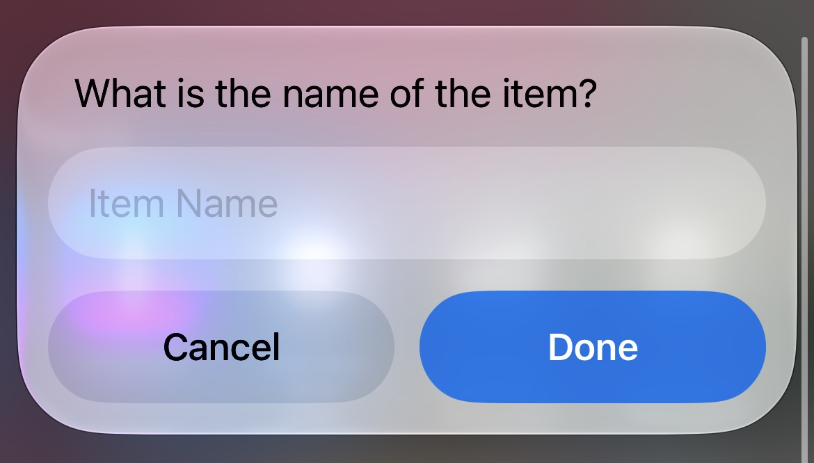 The Add Item shortcut prompt.