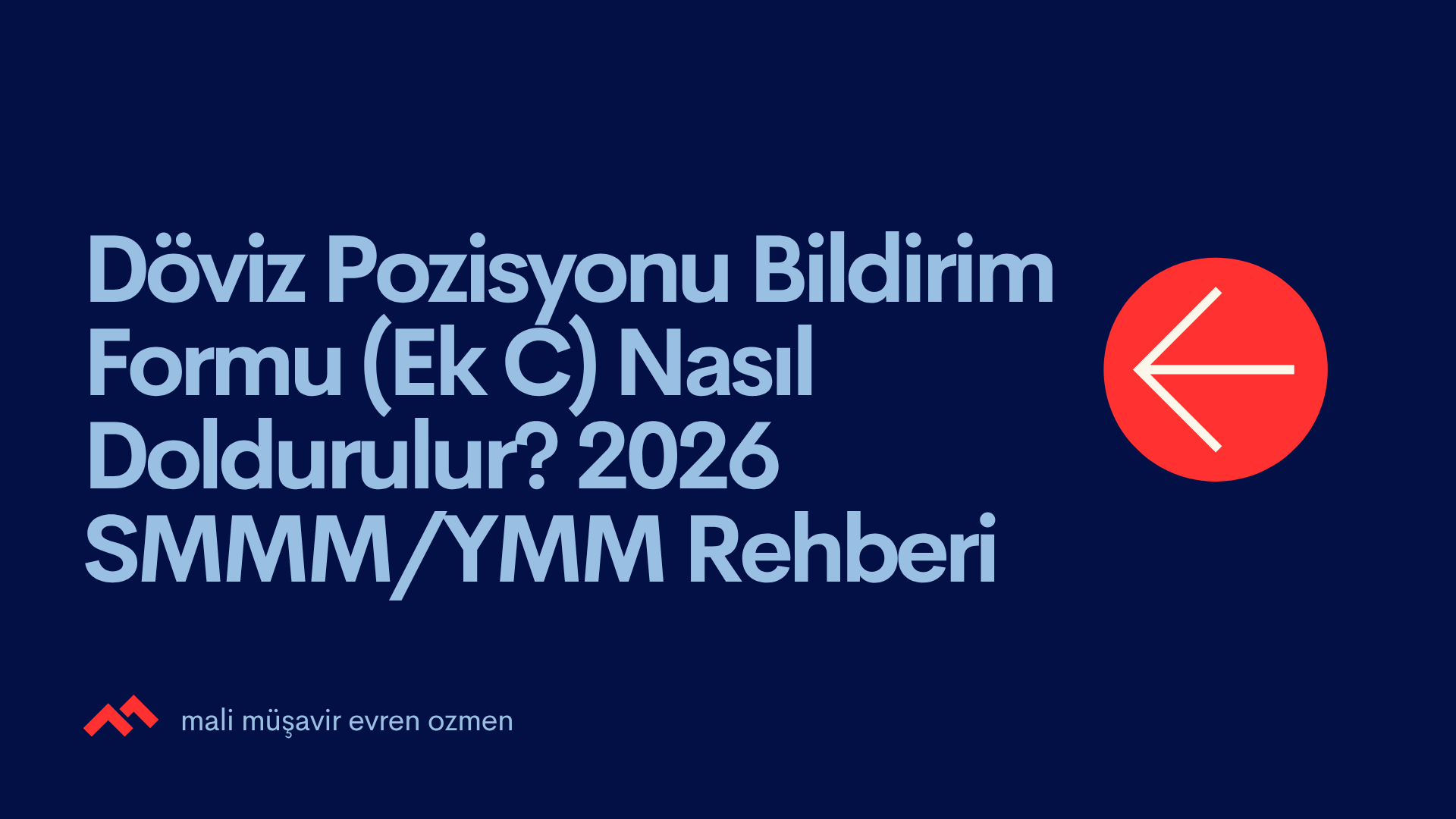 Döviz Pozisyonu Bildirim Formu (Ek C) Nasıl Doldurulur? 2026 SMMM/YMM Rehberi
