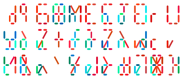 Apparently random lines in the style of a 7 segment display, spelling nothing