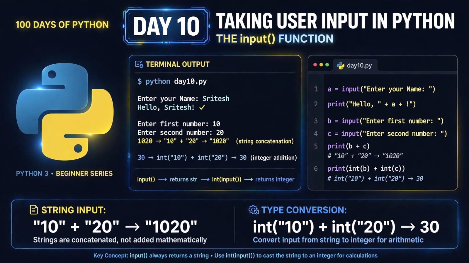 Day 10 – Taking User Input in Python