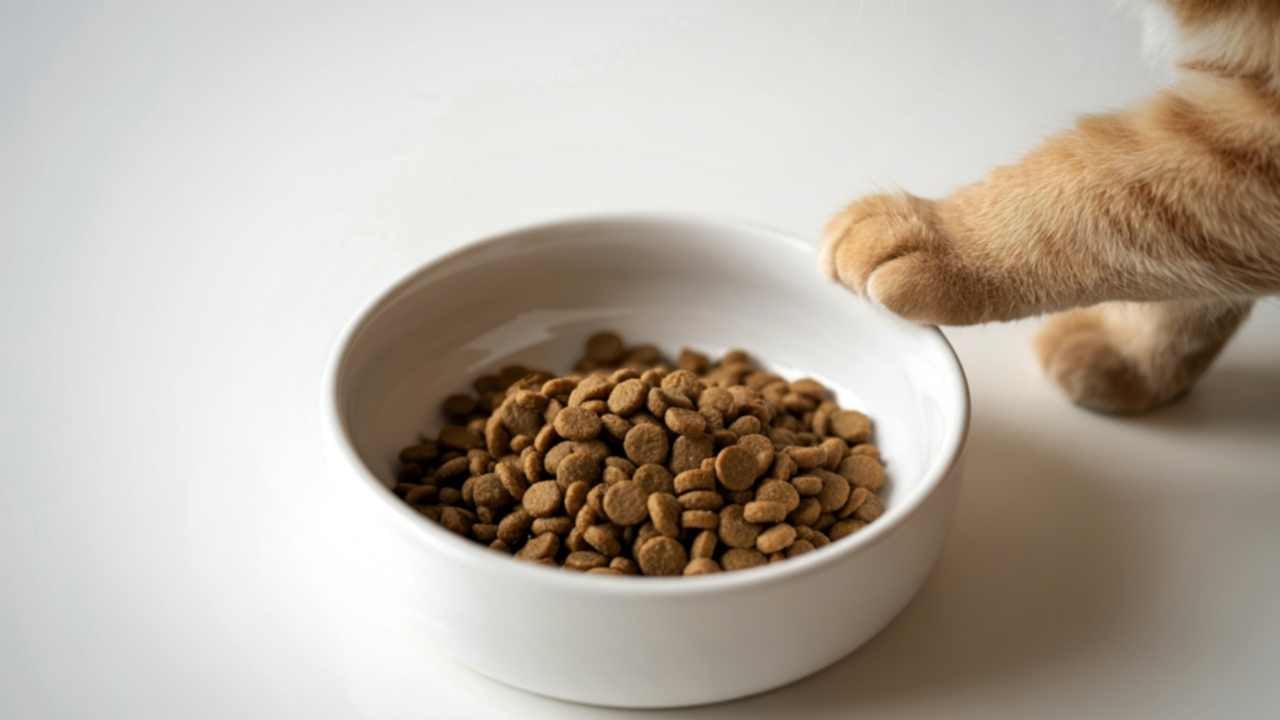 kedi patisi ve mama kabı