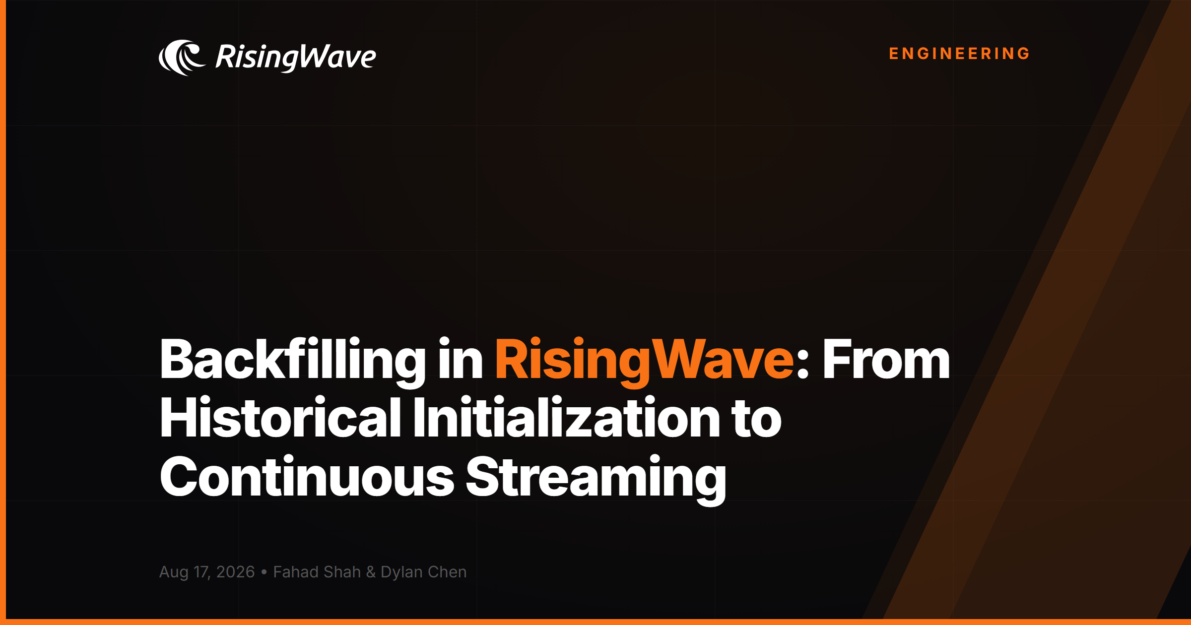 Backfilling in RisingWave: From Historical Initialization to Continuous Streaming