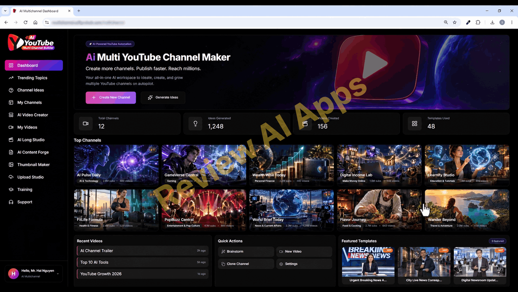 Ai YouTube Multi-Channel Builder Review - Inside The Member's Area