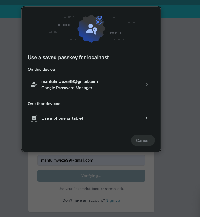 Operating system passkey prompt asking the user to confirm with Touch ID