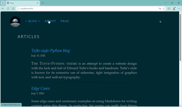 Animated screenshot that displays an accessible Tufte layout template.