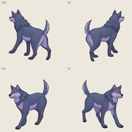 Wolf walk, four diagonals