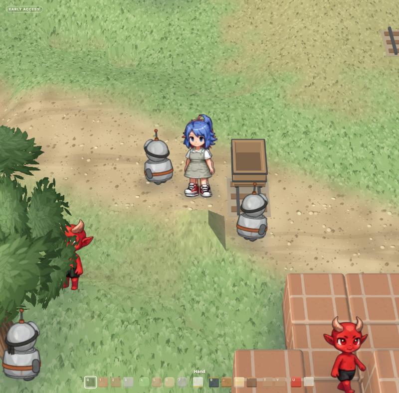 The stubby in game, next to an imp and a hero