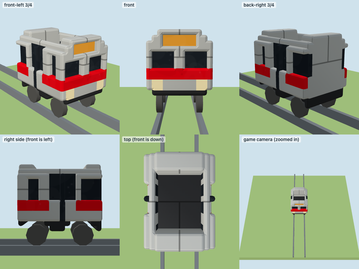 The agent's subway cab, in six views