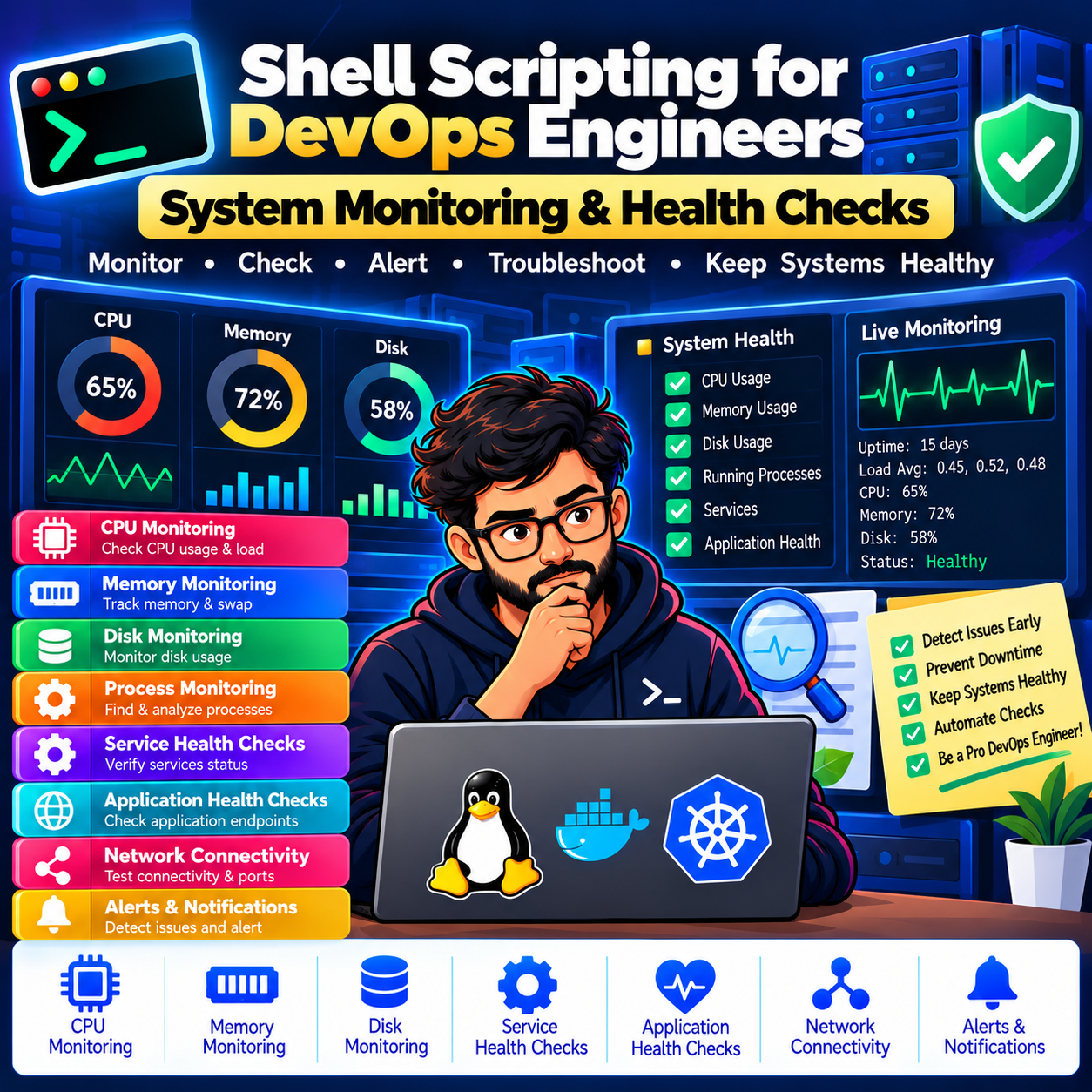 Shell Scripting — System Monitoring & Health Checks