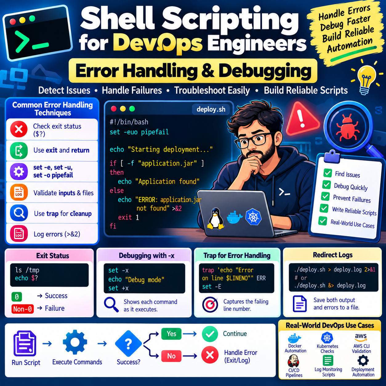 Shell Scripting for DevOps Engineers — Error Handling & Debugging