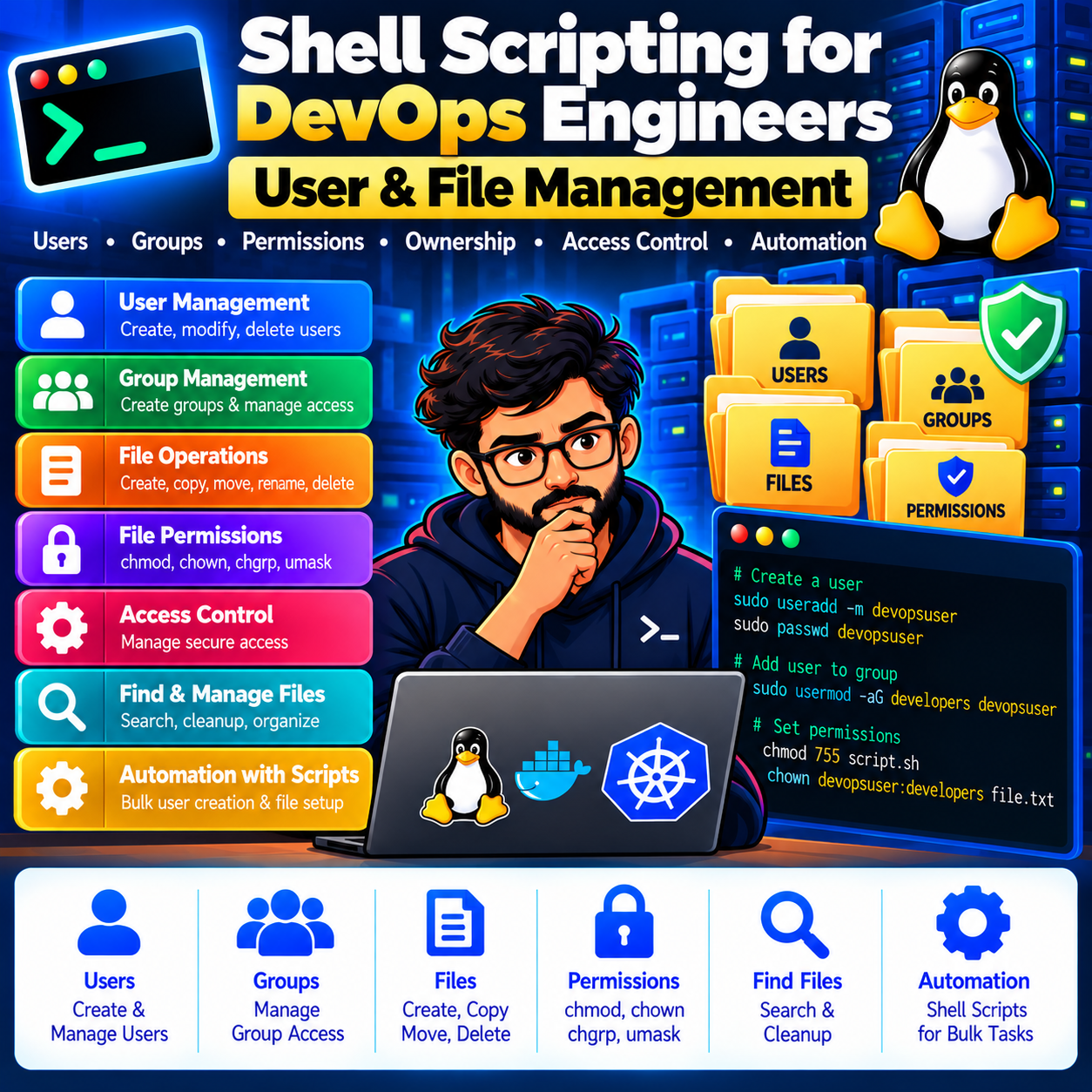 Shell Scripting — User & File Management