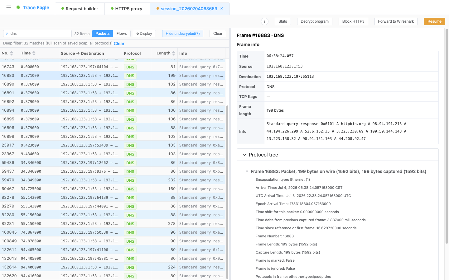 Packet view