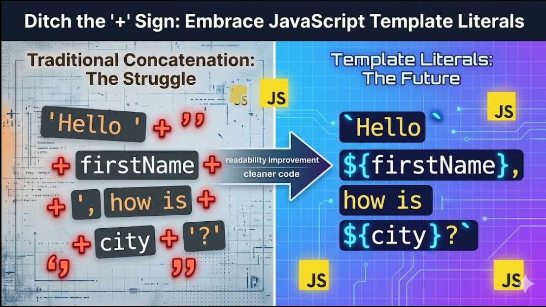 Ditch the '+' Sign: Why JavaScript Template Literals Are a Lifesaver