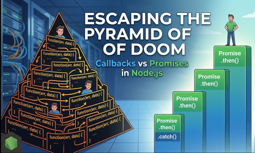 Escaping the Pyramid of Doom: Understanding Callbacks and Promises in Node.js