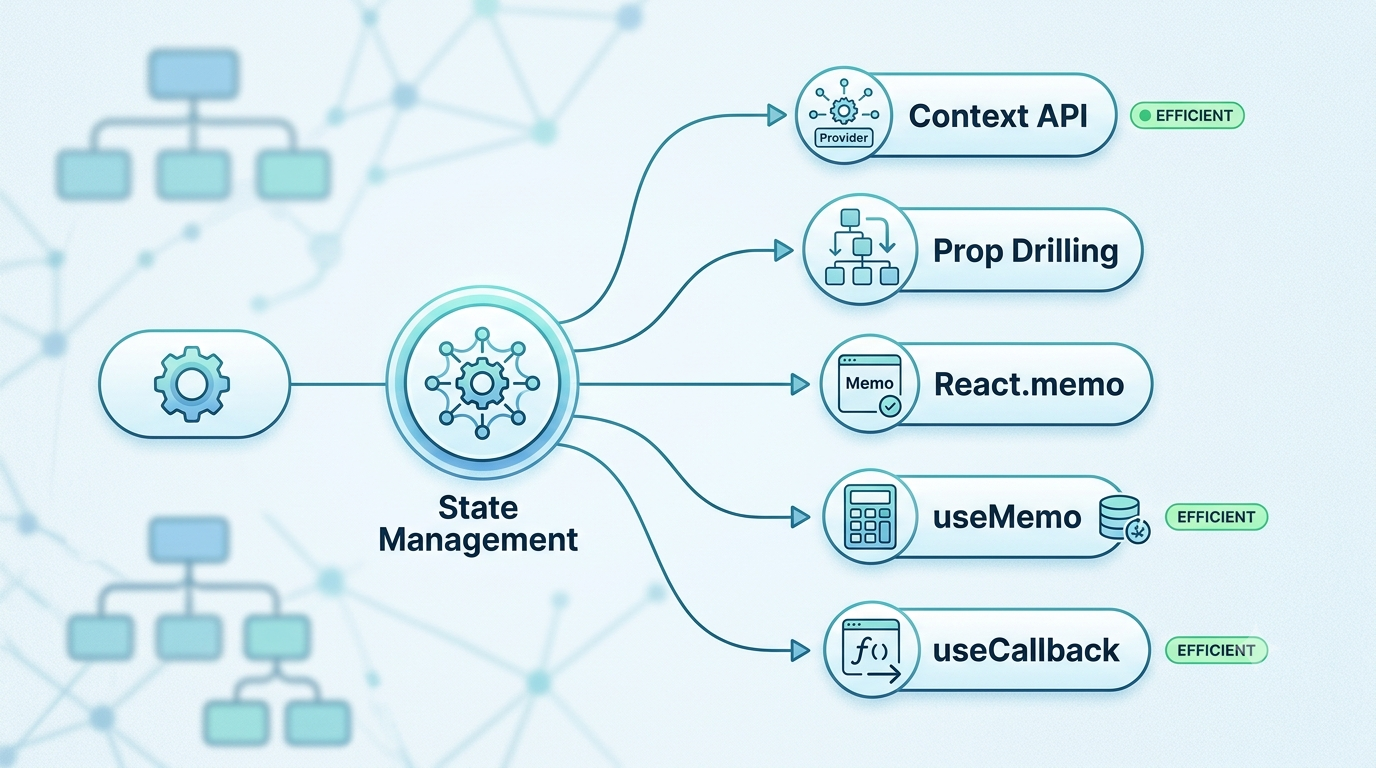 State Management: Context API, Prop Drilling, React.memo, useMemo, and useCallback