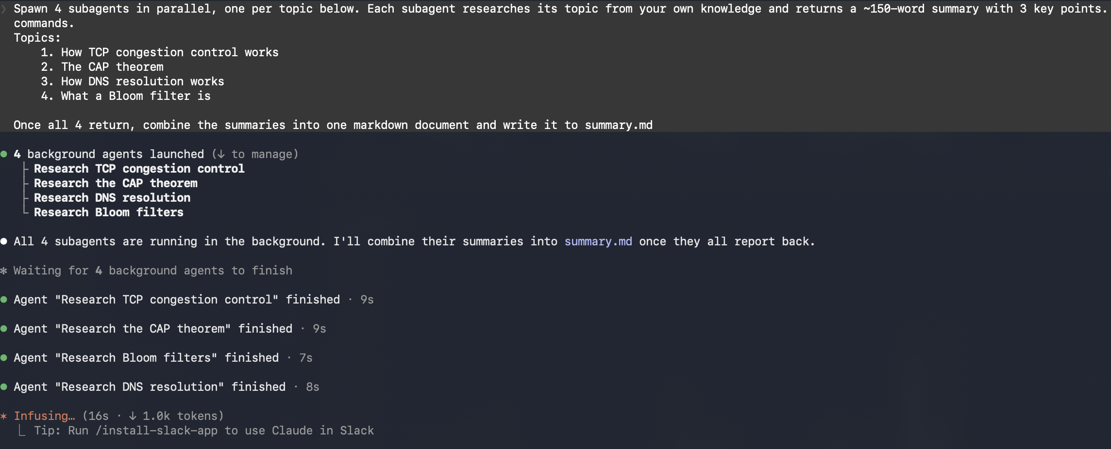 Snapshot when running the prompt.
