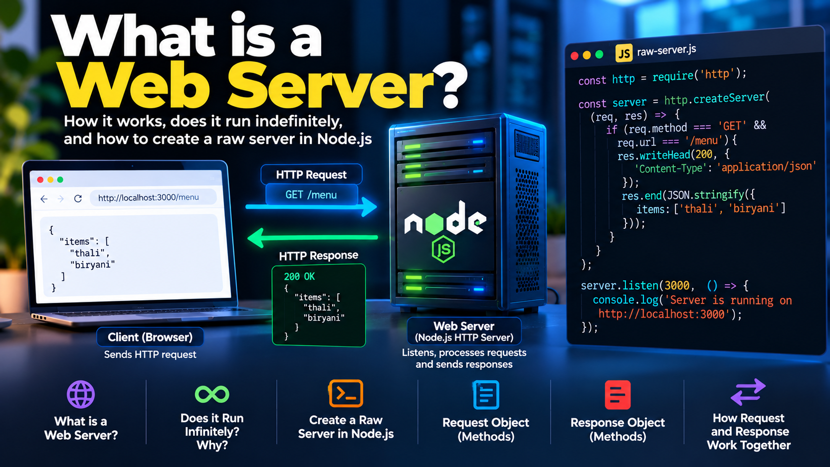What Is a Web Server? How Node.js Handles Requests and Responses