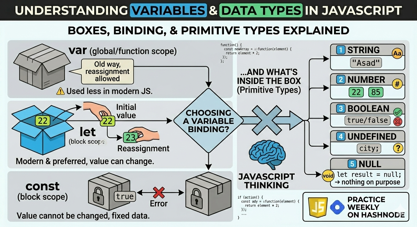 📦 Understanding Variables and Data Types in JavaScript