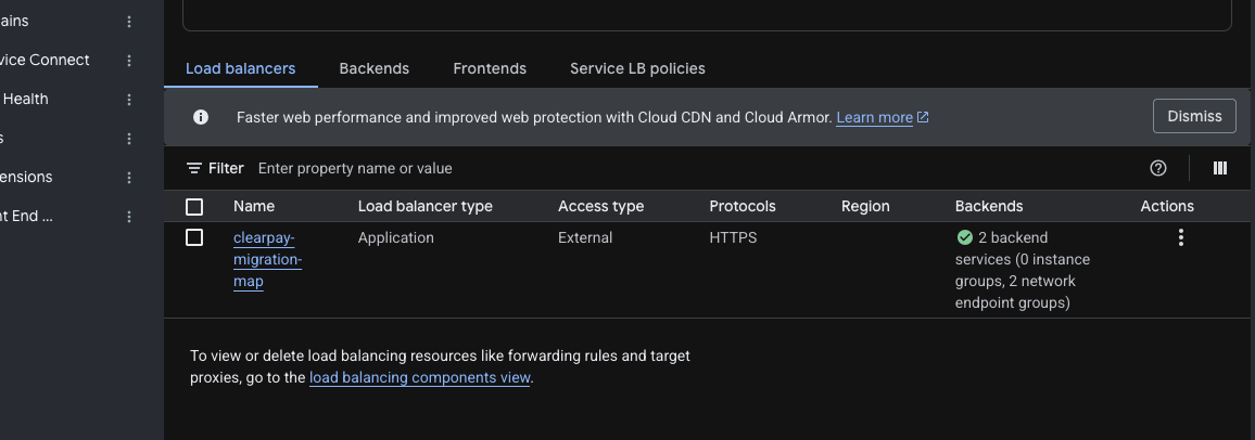 image showing loadbalancer map on gcp