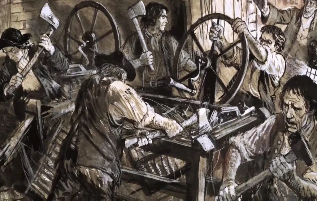 Luddites Smashing the Machines of the Industrial Revolution