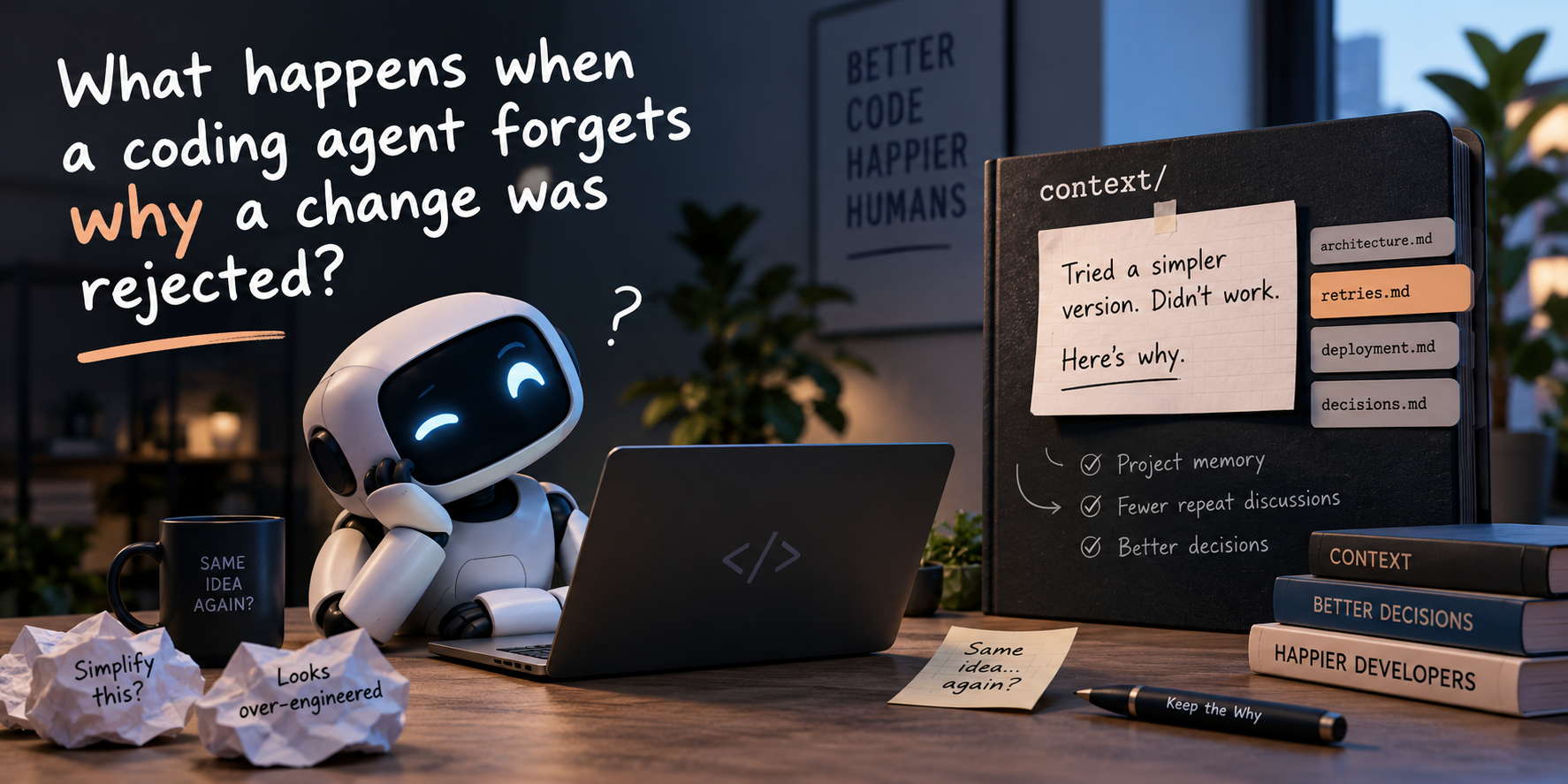 What happens when a coding agent forgets why a change was rejected?