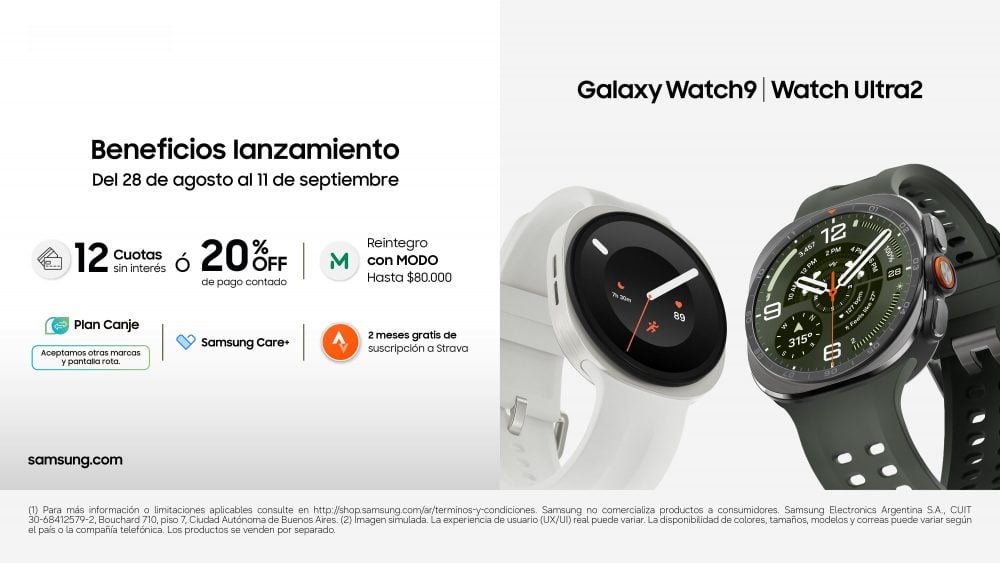 Samsung lanza en Argentina los nuevos Galaxy Watch9 y Galaxy Watch Ultra2 con beneficios exclusivos de lanzamiento